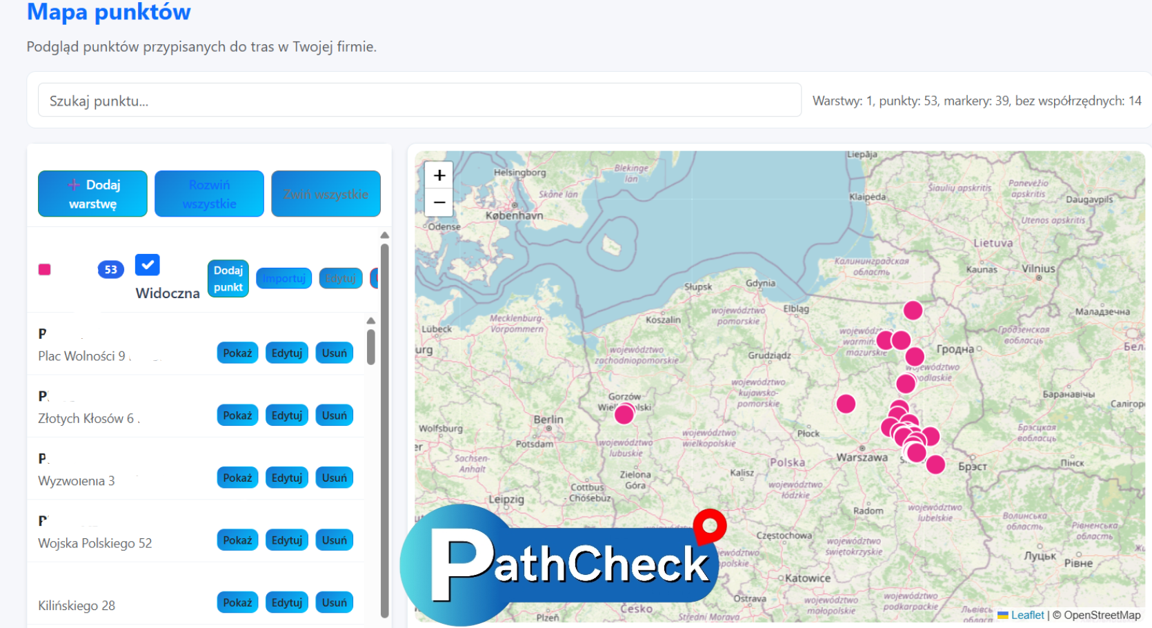 Panel administracyjny PathCheck
